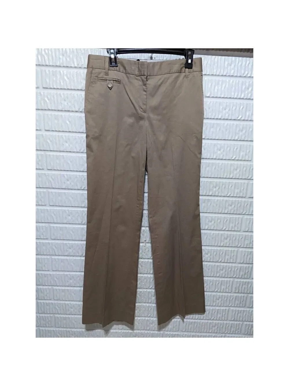 BCBGMaxazria Women's Khaki Mid-Rise Wide Leg Trouser Pants Size 6